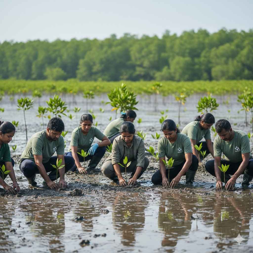 Mangrove restoration work and habitat improvement